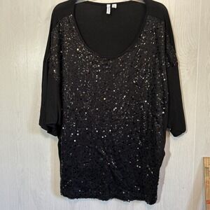 relativity ladies tops 2X Black Sequin Front‎ Knit